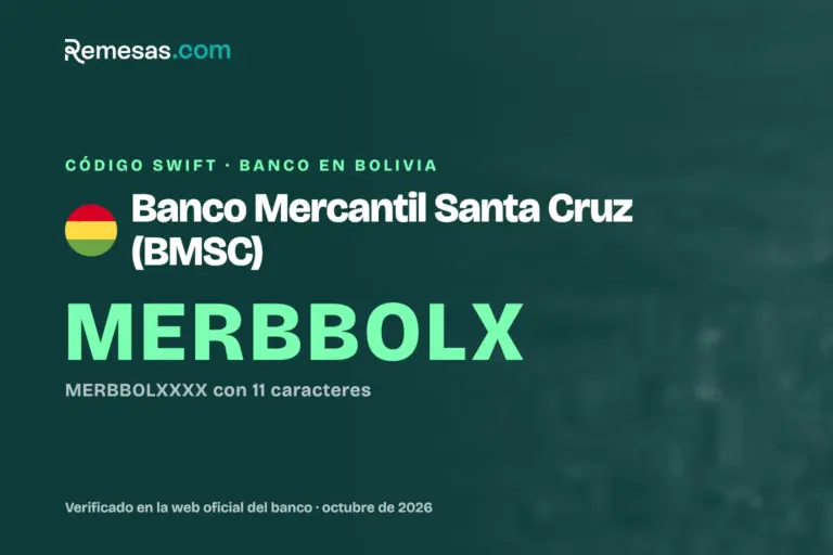Código SWIFT del Banco Mercantil Santa Cruz (BMSC): cómo recibir dinero del extranjero (2026)
